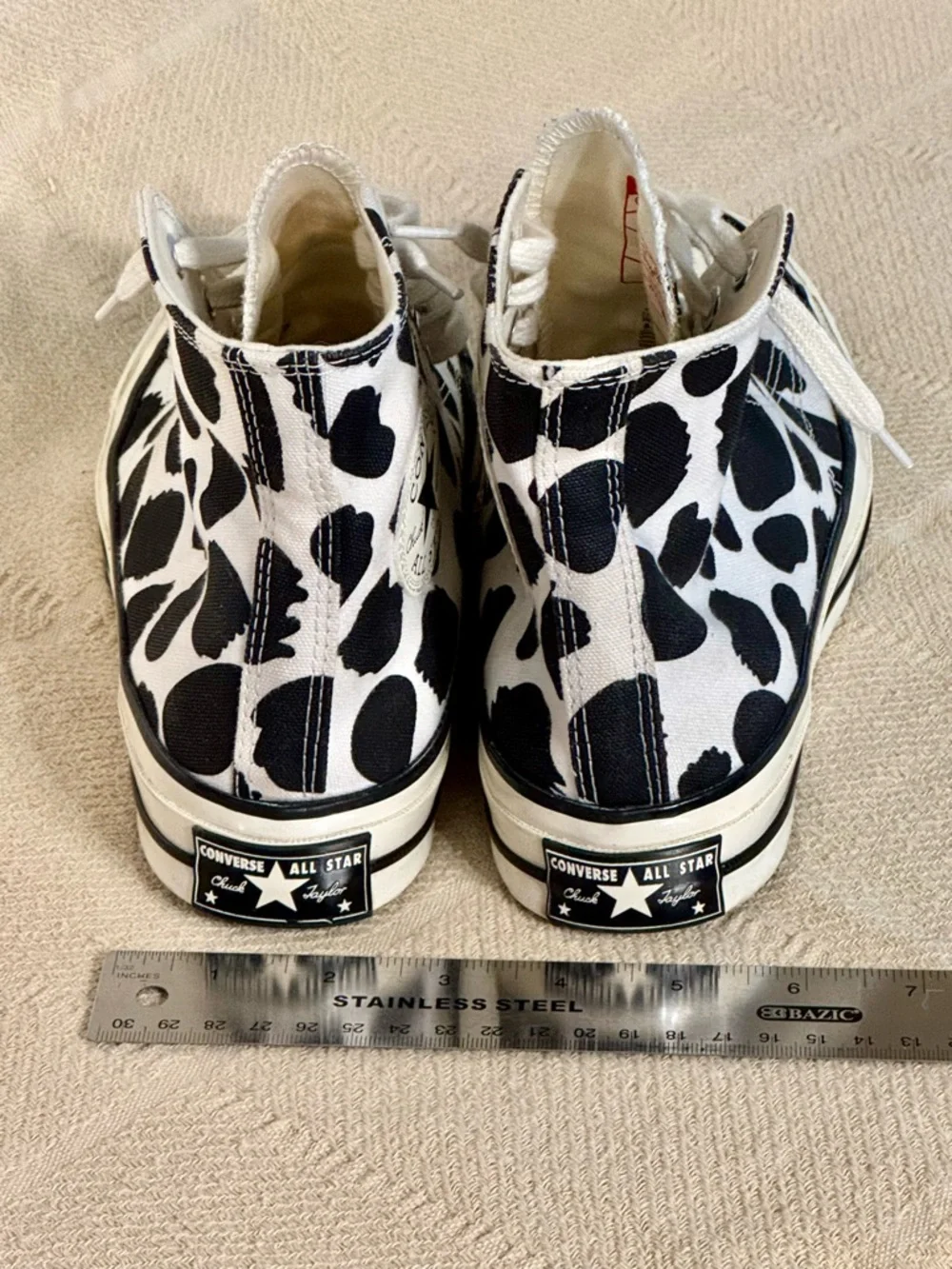 Converse High Top Sneakers - Black & White Cow Spot - Picture 3 of 7